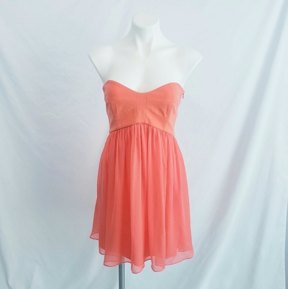 DVF Diane Von Furstenberg Asti Short Silk Chiffon Dress Coral